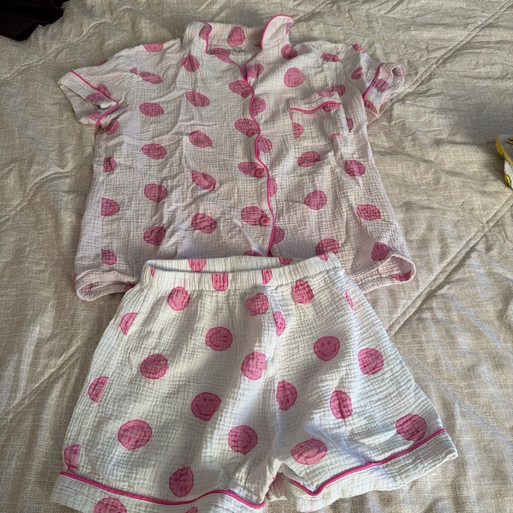 Pink Smiley Face Pajama Set